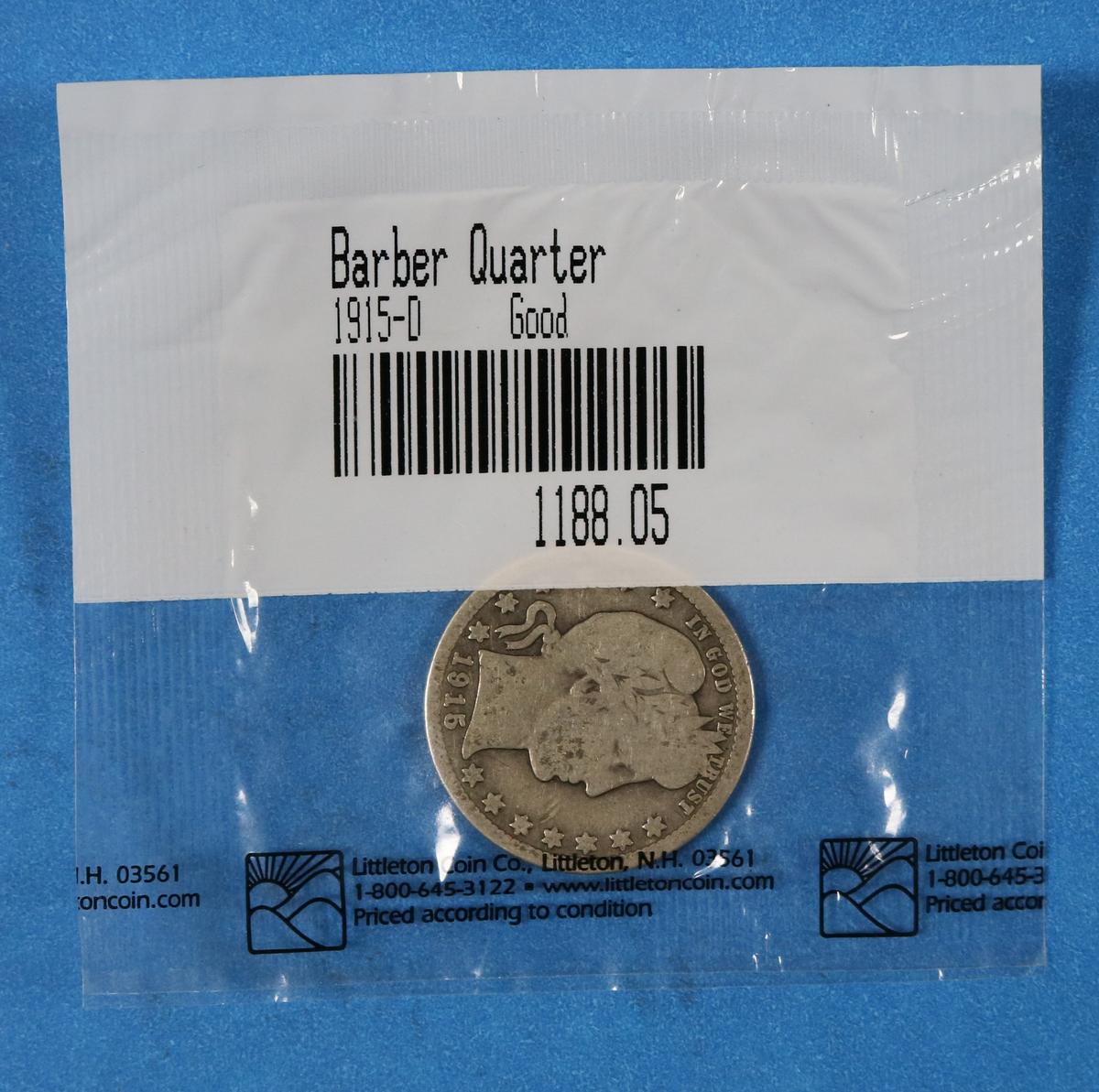 1915 D Barber Quarter