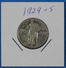 1929-S Standing Liberty Silver Quarter Dollar Coin