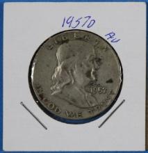 1957 D Franklin Half Silver Dollar