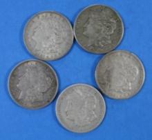 Lot of 5 Silver Morgan Dollar Coins 1921