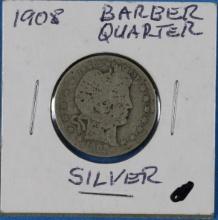 1908 Barber Silver Quarter