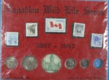 Canadian Wild Life Series 1867-1967 Stamps, Coins, and Banknote