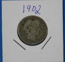 1902 Barber Silver Quarter Dollar Coin