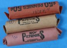 3 Rolls of Wheat Pennies - 150 Pennies Total