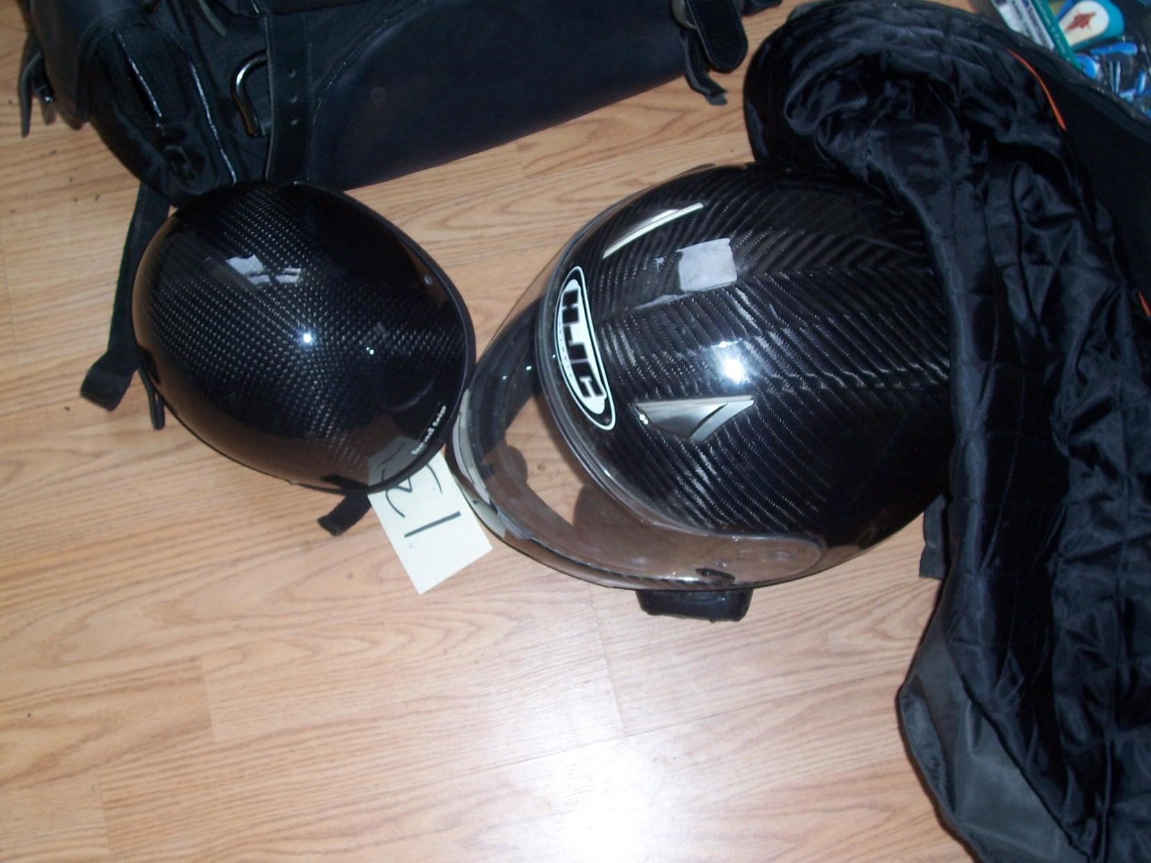 2 motorcycle helmets, 2 jackets, motorcycle pack