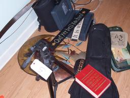 Tripod bow and guitar case and misc