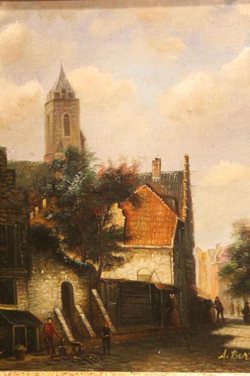 A. Bertrand, Oil. European Church Scene.