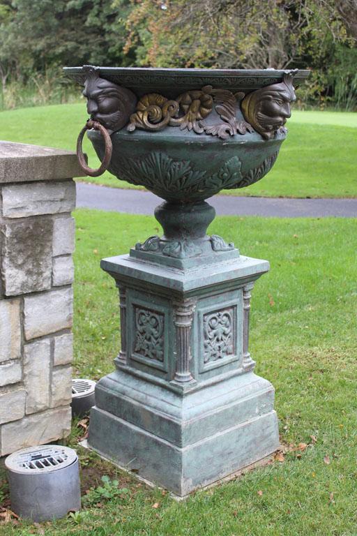 Pair of Cast Iron Pedestaled Planters