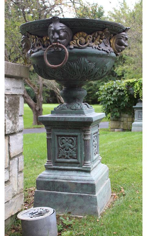 Pair of Cast Iron Pedestaled Planters