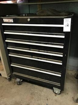 Black Bottom Roll Around Tool Box and Tools