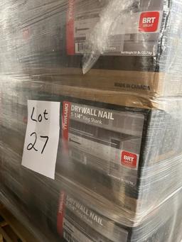 Pallet Drywall Nails 1-1/4" Ring Shank 50# boxes Bright