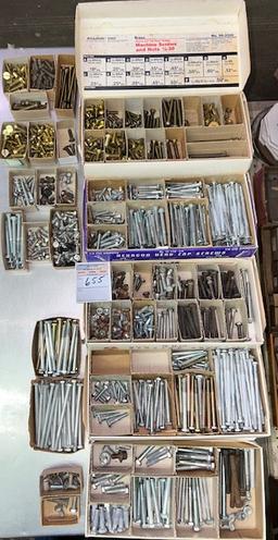 Cap Screws and Display case - Bolts all sizes, Brass,