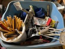 Miscellaneous box with pencils, crisper , blades etc