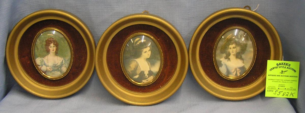 Group of 3 vintage Miniature framed portraits