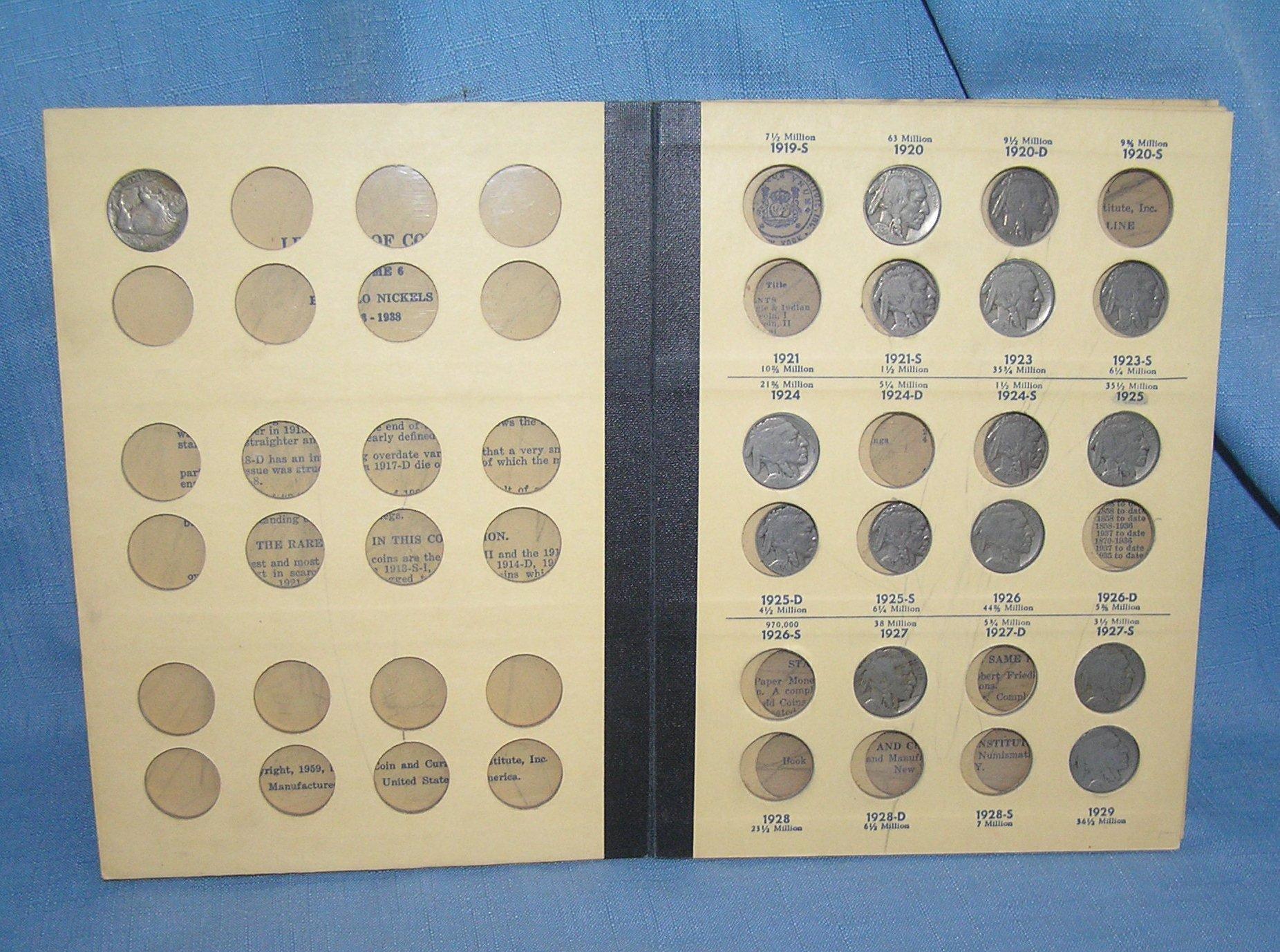 Collection of 17 Buffalo nickels in collector's book