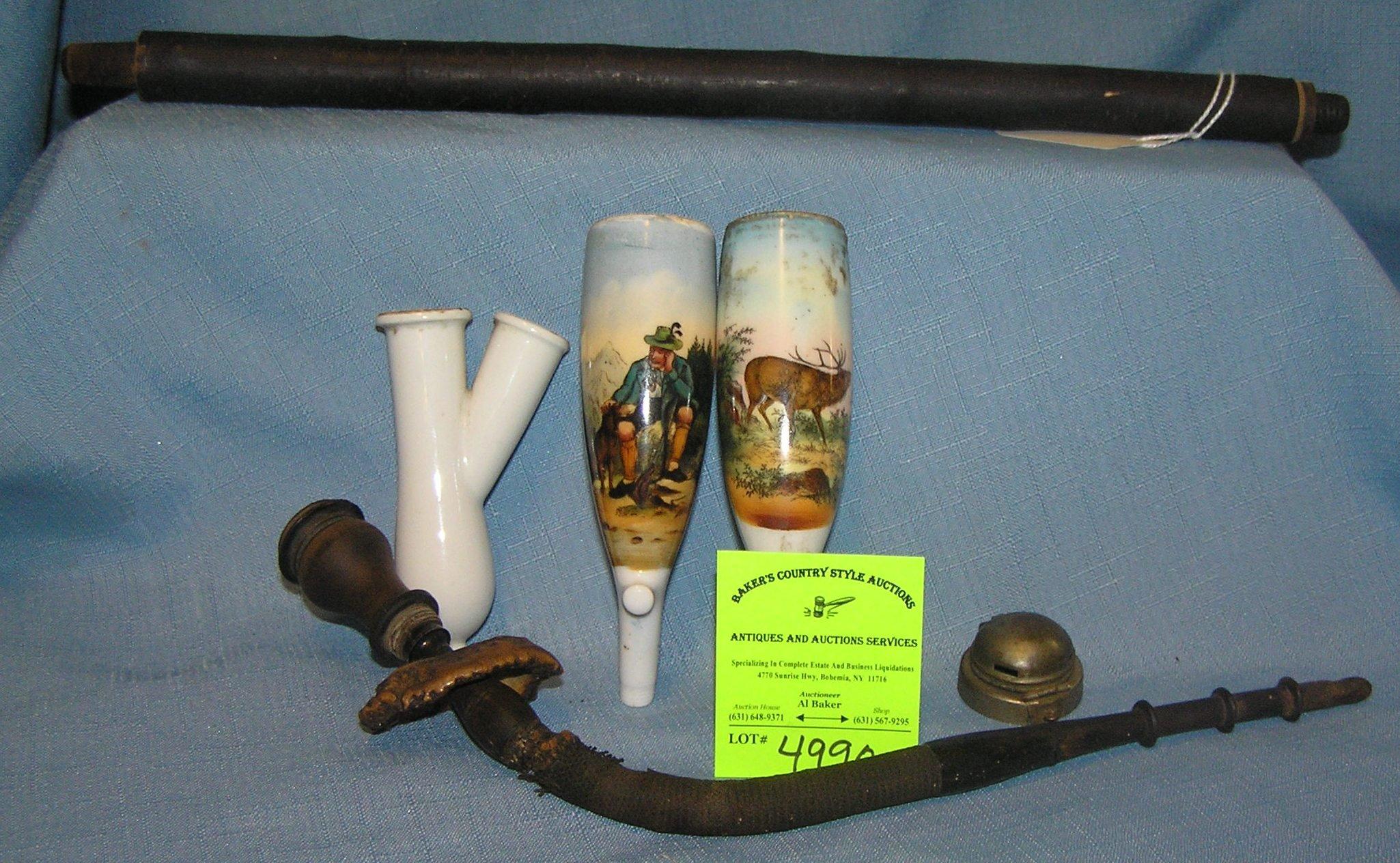 Large antique German porcelain and wood pipe