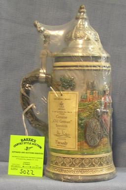 Vintage German Beer stein with bicycle theme lid