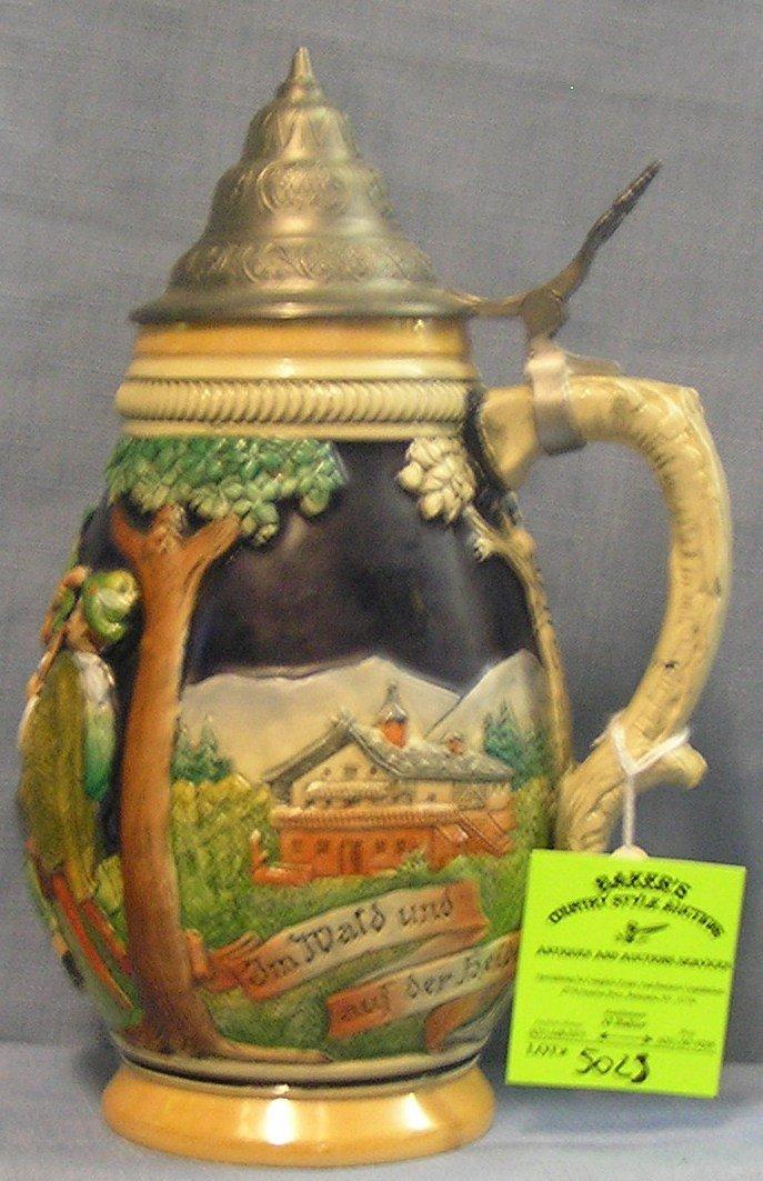 Vintage German beer stein with pewter lid