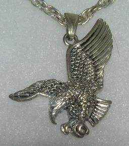 Silver toned American Eagle necklace