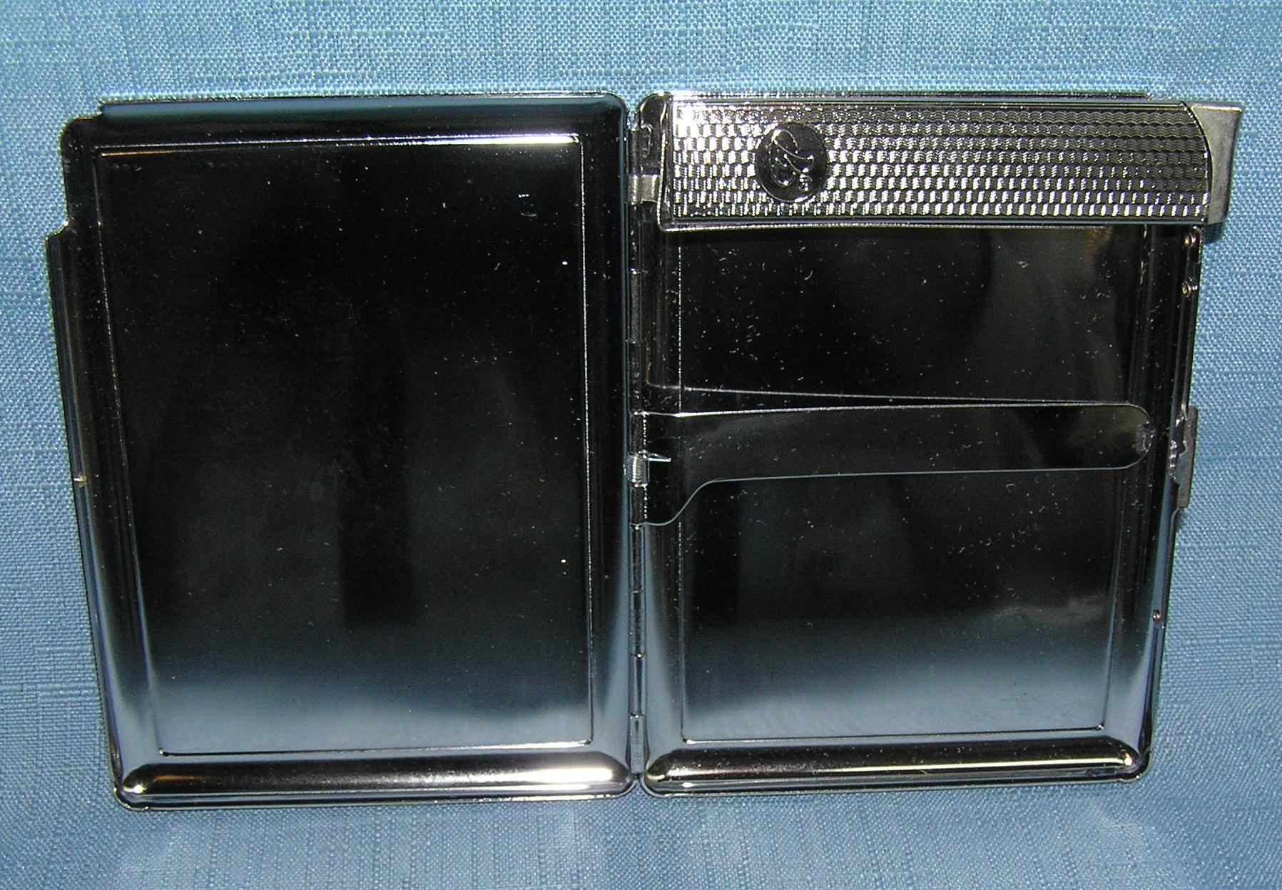 Fancy decorated cigarette case and lighter combo