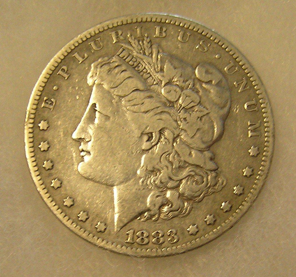 1883S Morgan silver dollar in very fine condition