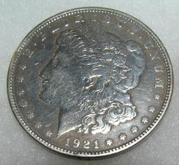 1921 Morgan silver dollar in very good condition