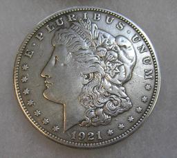 1921S Morgan silver dollar in fine condition