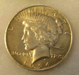 1924 Lady Liberty Peace silver dollar in fine condition