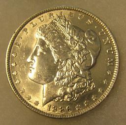 1886 Morgan silver dollar in very fine condition