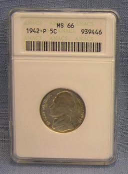 Vintage all silver 1942P Jefferson Nickel