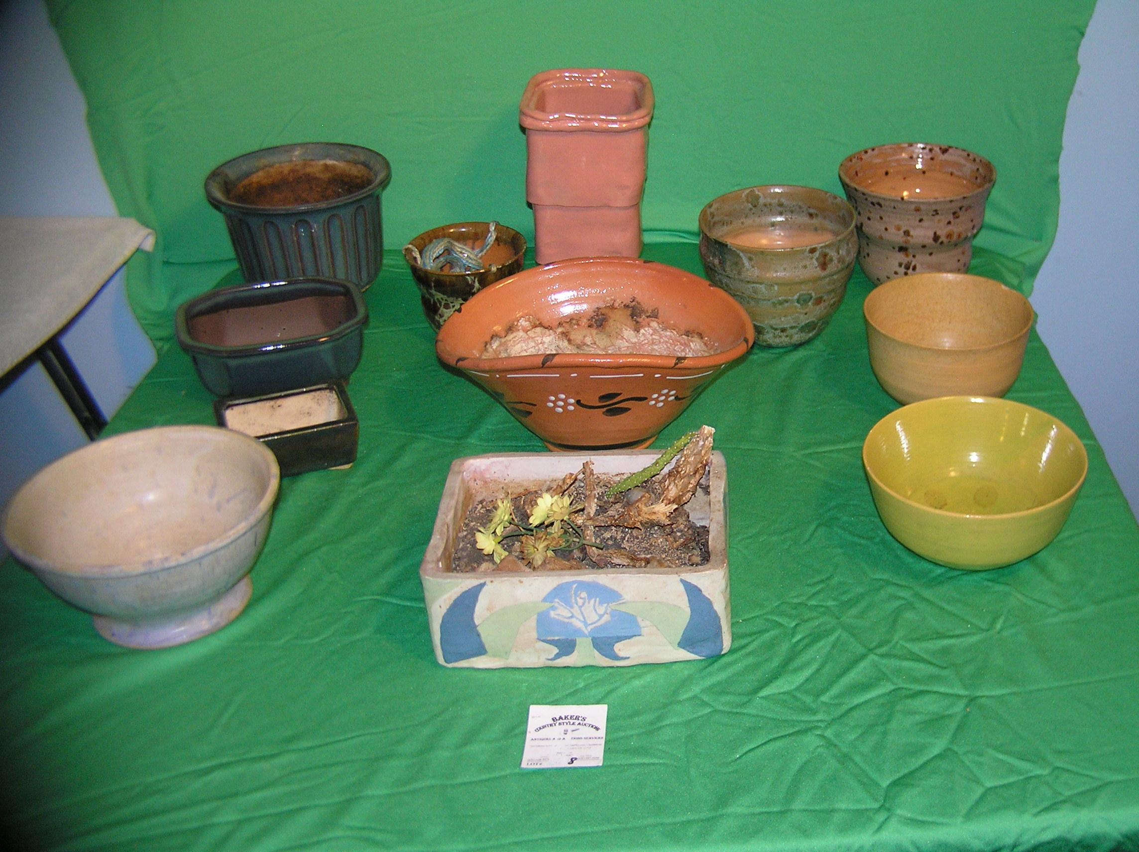 Collection of art pottery planters