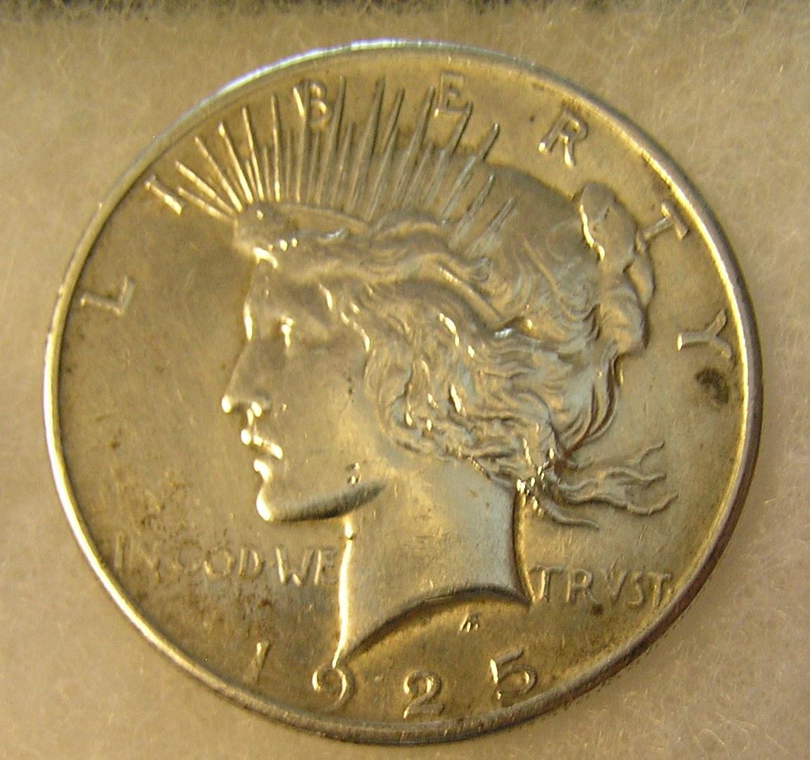 1925 Lady Liberty Peace silver dollar in fine condition