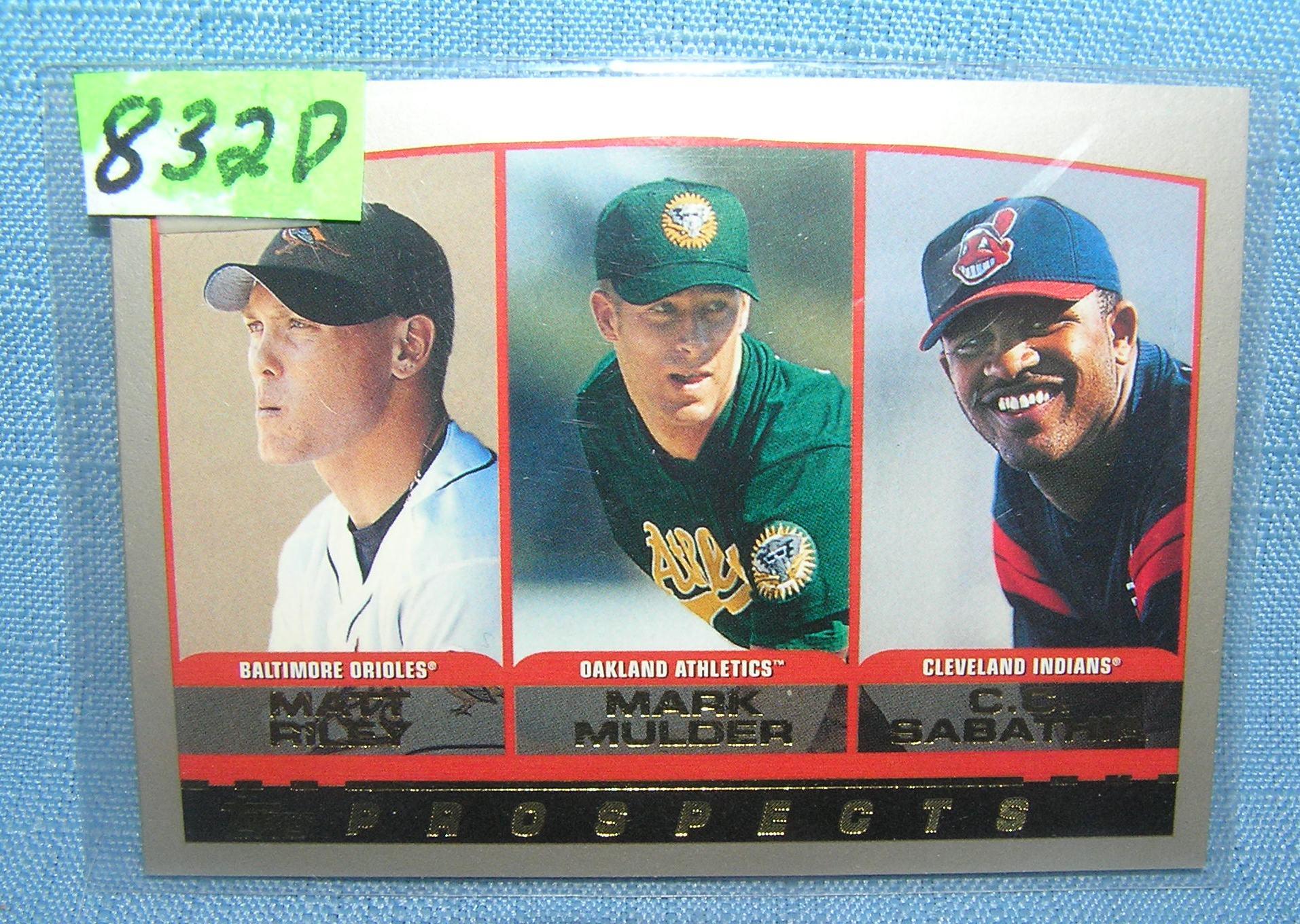 C. C. Sabathia and Mark Moulder rookie baseball card