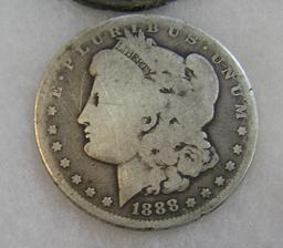 1888-O Morgan silver dollar in fair condition