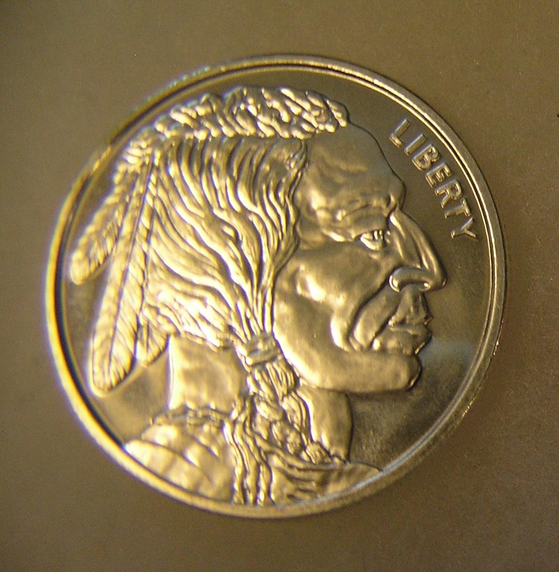 Indian head 1 troy ounce of fine silver coin