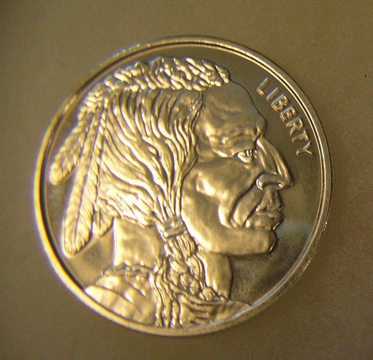 Indian head 1 troy ounce of fine silver coin