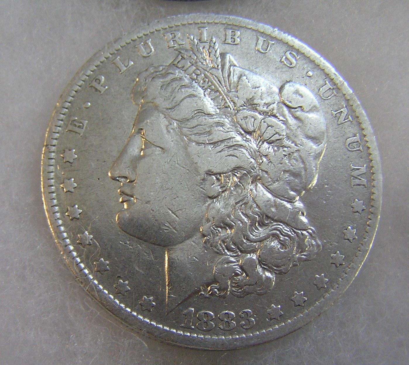 1883-O Morgan silver dollar in fine condition