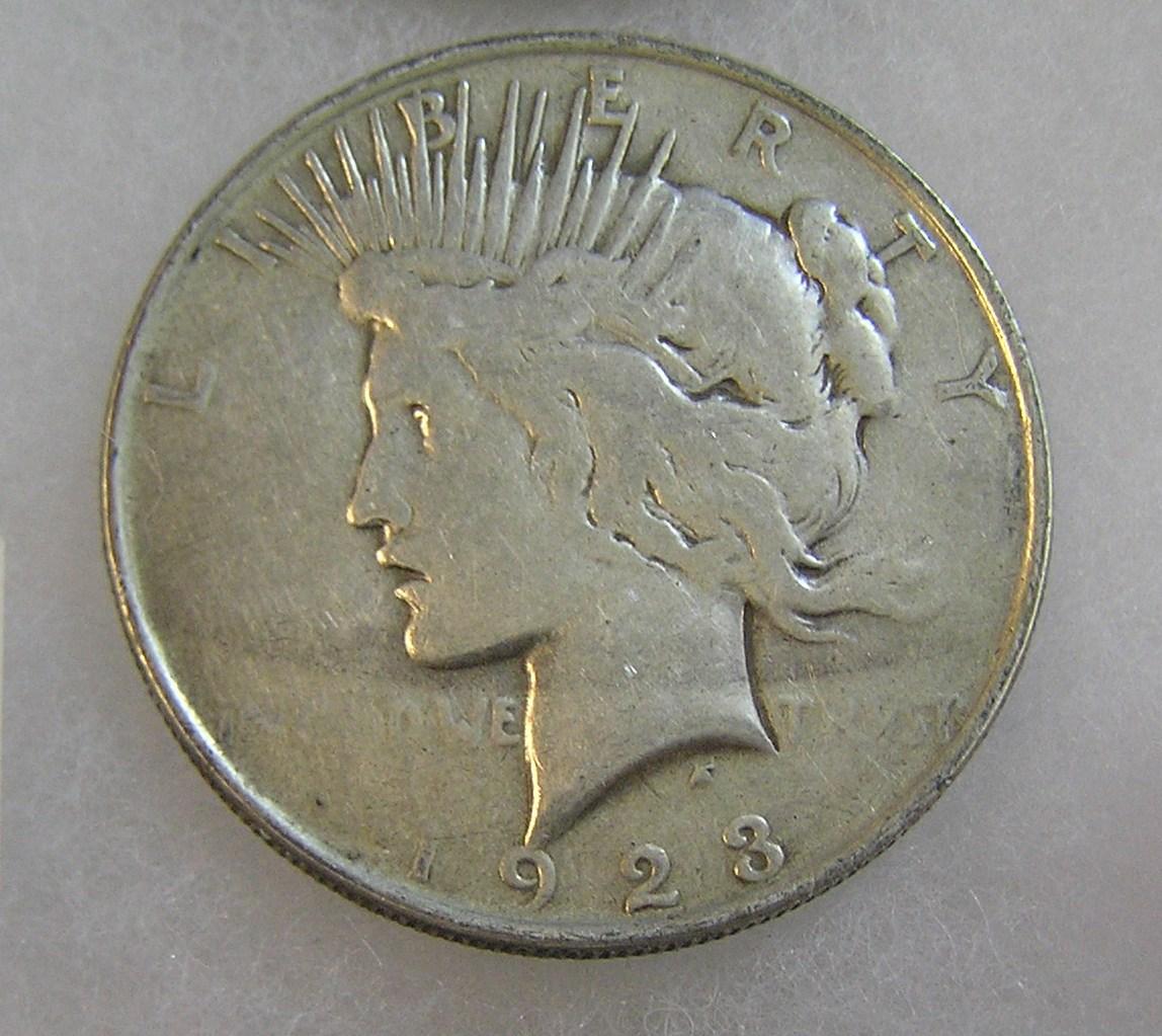 1923 Peace silver dollar in very good condition