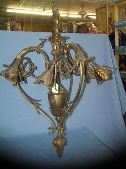 Solid brass chandelier with leaf decorations