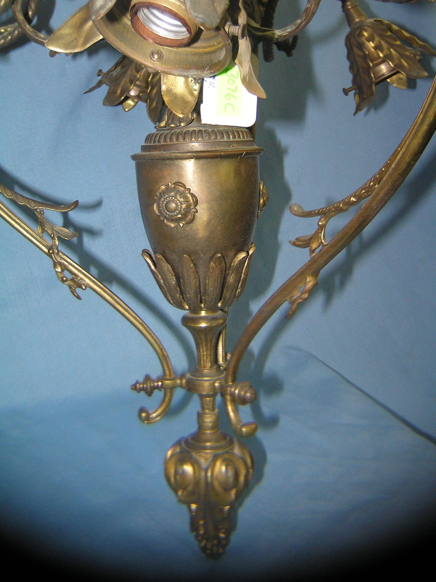 Solid brass chandelier with leaf decorations