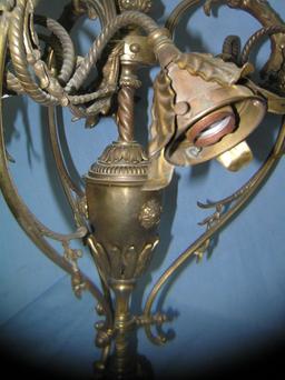 Solid brass chandelier with leaf decorations