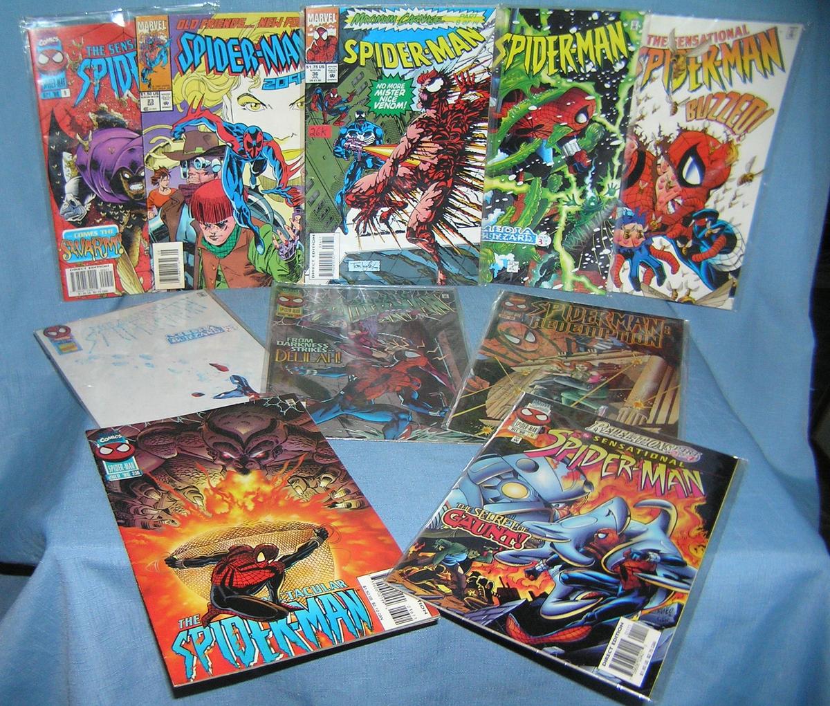 Group of vintage Spiderman comic books