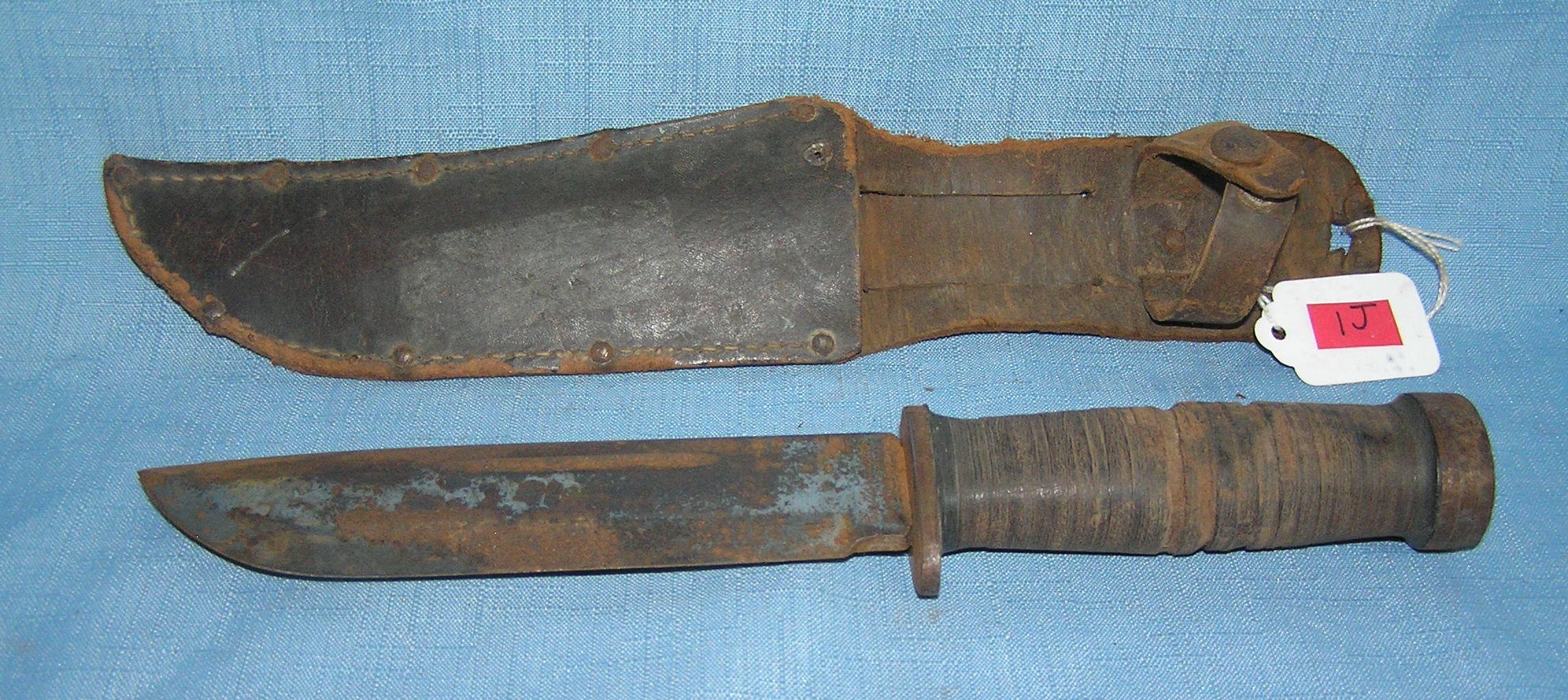 WWII fighting knife with sheath