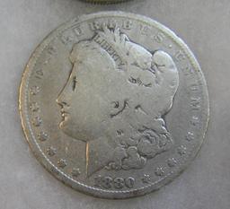 1880 Morgan silver dollar in good condition