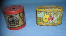 Pair of antique tin banks