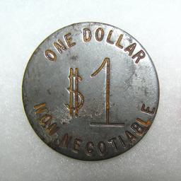 Antique one dollar gambling token