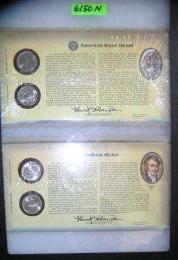 Group of cased American Bison and keel boat nickels