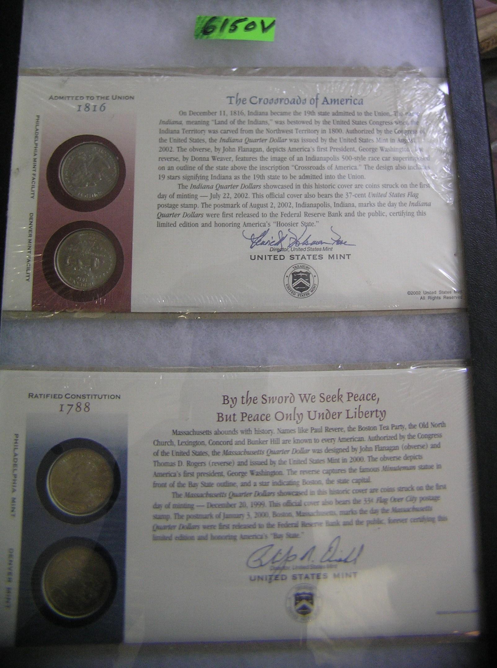 Group of cased American Union US quarters