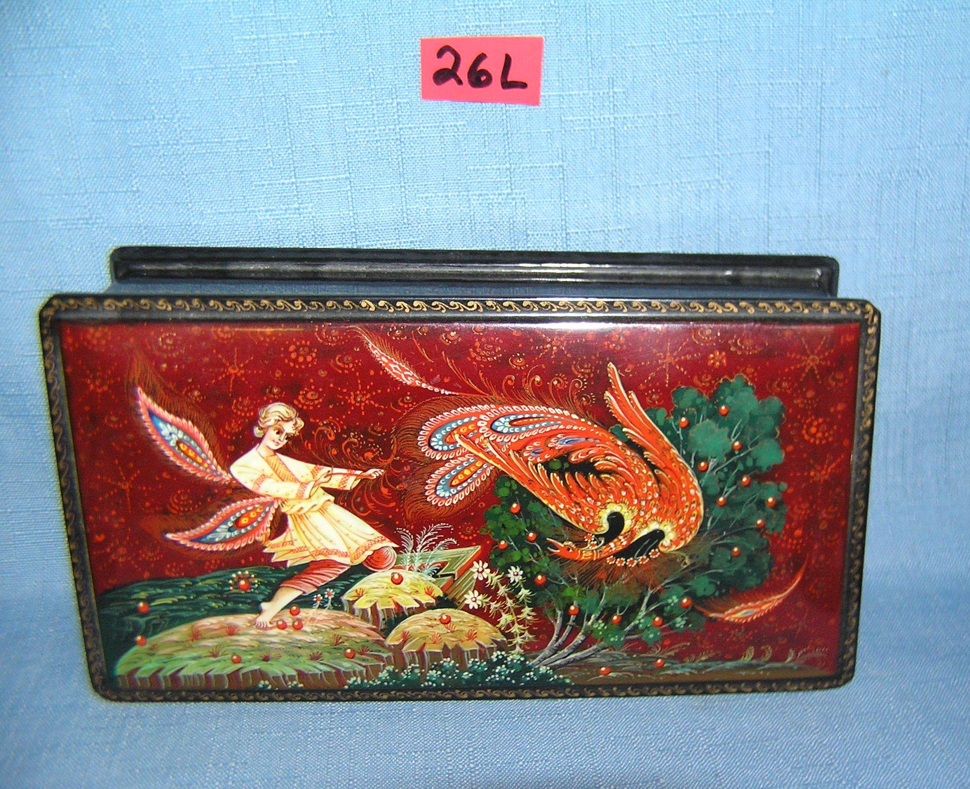 Great artist signed Russian hand painted laquer box