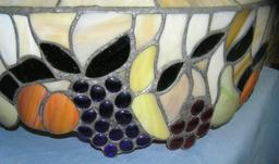 Vintage fruit decorated stained glass chandelier